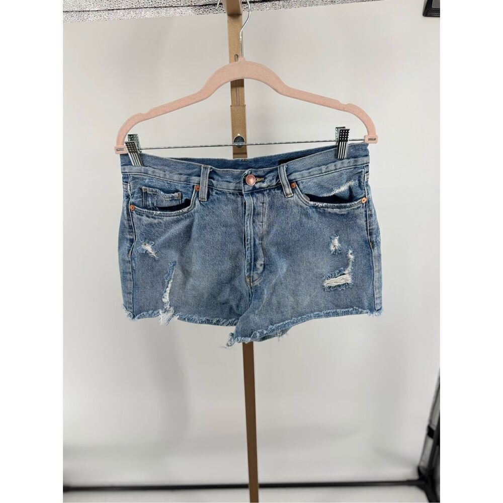 BlankNYC Womens Denim Jean Shorts 100% Cotton Button Fly Distressed Torn Size 31